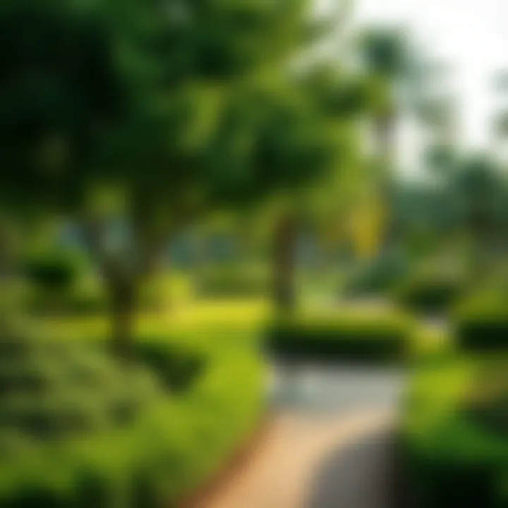 A vibrant neighborhood park featuring lush greenery in Al Dana 2