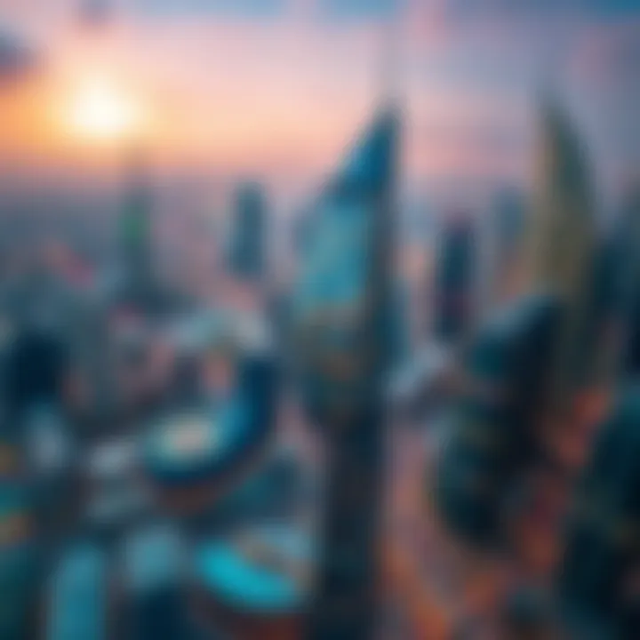 Aerial view of Al Fajer Business Center amidst Dubai's skyline