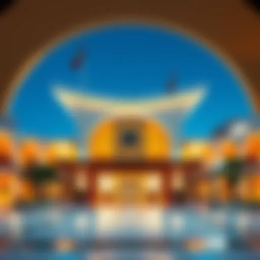 Architectural Marvel of Al Khail Gate A stunning view of Al Khail Gate Community Centre showcasing its unique architectural design.