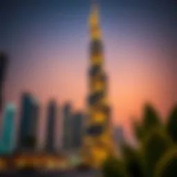 Stunning view of Al Mas Tower at sunset