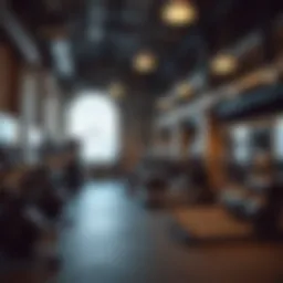 Interior view highlighting the gym's industrial design and equipment