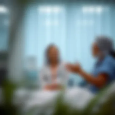 Personalized Patient Care Experience Patient consulting with a healthcare professional at Amina Hospital