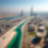 Aerial view showcasing the distance between Ajman and Dubai