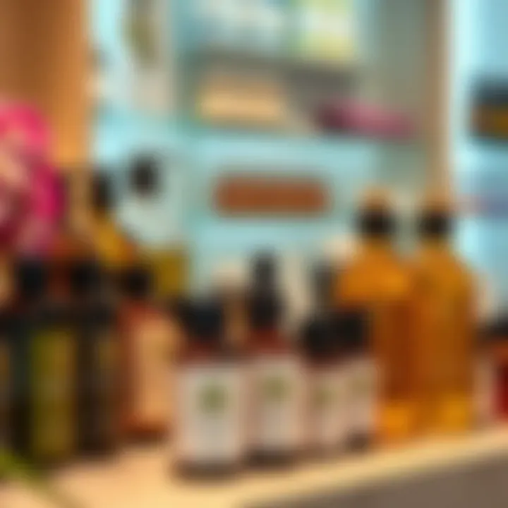 Variety of massage oils on display