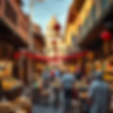 Vibrant souk area highlighting traditional markets
