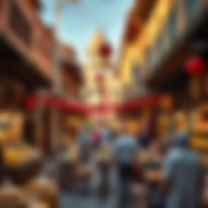 Vibrant souk area highlighting traditional markets