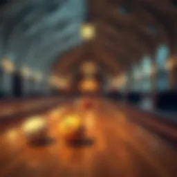 Bowling alley reflecting medieval architecture