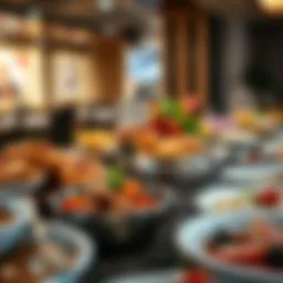 Diverse buffet spread showcasing international cuisines