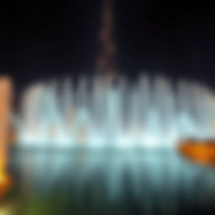 Spectacular fountain show with Burj Khalifa backdrop
