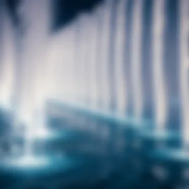 Close-up of water jets synchronized with lights