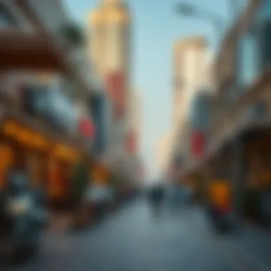 Prime Cafeteria Locations in Dubai A bustling street scene in Dubai highlighting prime locations for cafeterias