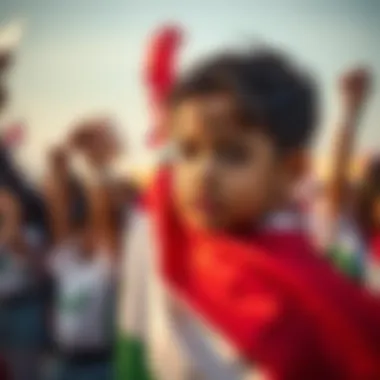 A child proudly holding the Emirati flag during celebrations