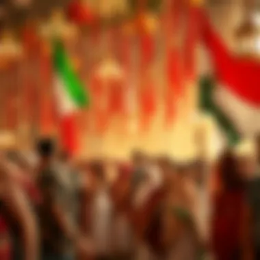 Festive gathering celebrating Emirati Flag Day with traditional decorations