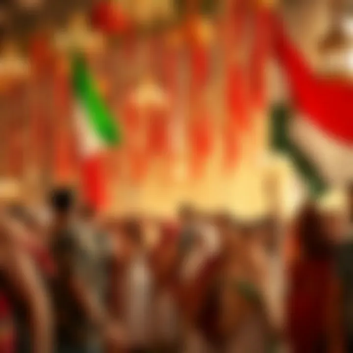 Festive gathering celebrating Emirati Flag Day with traditional decorations