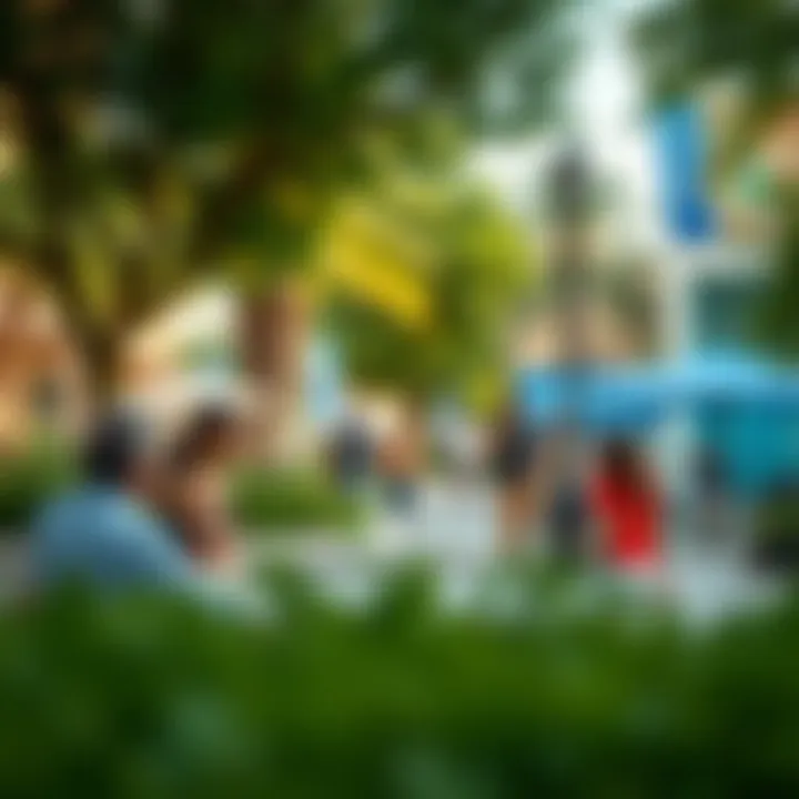 A vibrant community scene in Central Park at City Walk, illustrating the lifestyle and social interactions among residents.