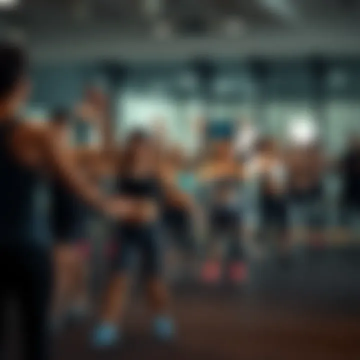 Diverse Group Fitness Class Group fitness class in session, showcasing diverse workout styles