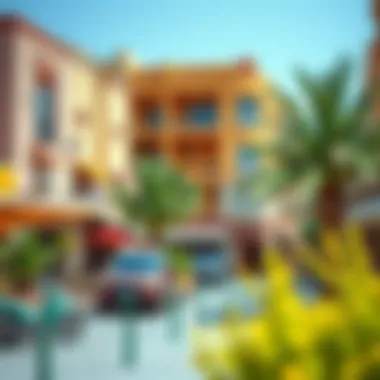 Vibrant neighborhood showcasing local amenities