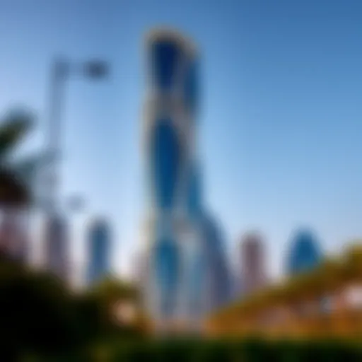 Stunning view of Da Vinci Tower showcasing its unique architectural design