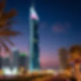 Stunning view of Dib Onyx Tower at sunset