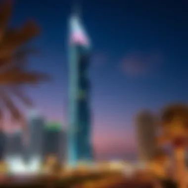 Stunning view of Dib Onyx Tower at sunset