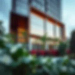 A stunning view of the Discovery Garden Hotel's exterior showcasing its modern architecture amidst lush greenery