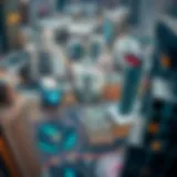 Aerial view showcasing the urban layout of Downtown Dubai