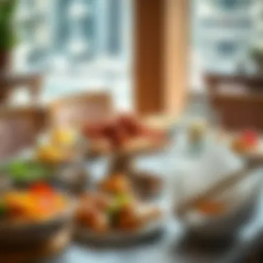 A beautifully arranged table showcasing traditional Dubai cuisine