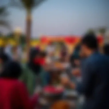 Community Spirit: Embracing Ramadan Together A vibrant community gathering at a local park during Ramadan, sharing food and culture.