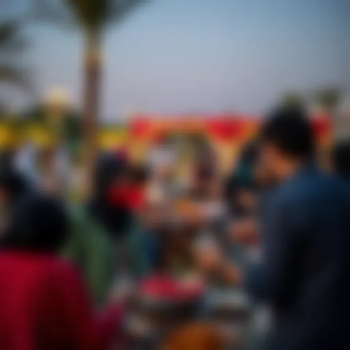 Community Spirit: Embracing Ramadan Together A vibrant community gathering at a local park during Ramadan, sharing food and culture.