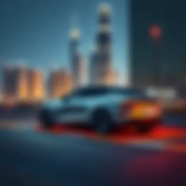 The Future of Electric Mobility in Urban Environments Future vision of electric mobility with a city skyline in the background