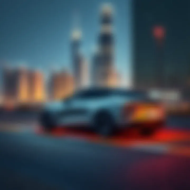 The Future of Electric Mobility in Urban Environments Future vision of electric mobility with a city skyline in the background