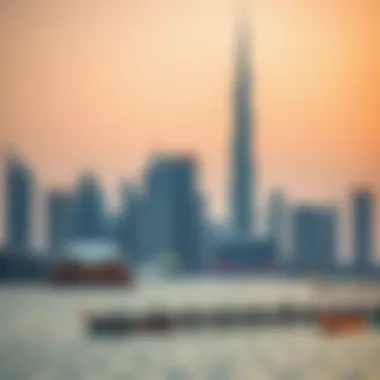 Breathtaking skyline of Dubai at sunset