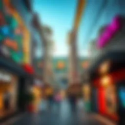 A bustling shopping mall in Dubai showcasing vibrant storefronts