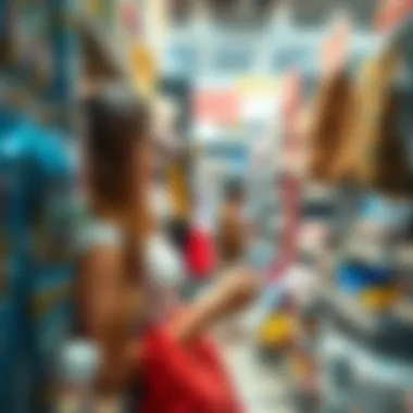 Diverse Product Offerings for Budget-Conscious Shoppers A shopper browsing through diverse products at a budget-friendly store