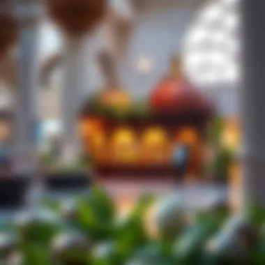 Cultural Blend in Dubai's Shopping Experience A cultural corner within a shopping mall, blending tradition and modernity