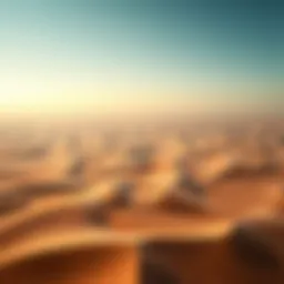 Aerial view of the Al Awir Desert showcasing its vast dunes