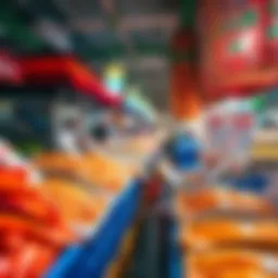 Vibrant stalls showcasing fresh seafood at Al Mina Fish Market