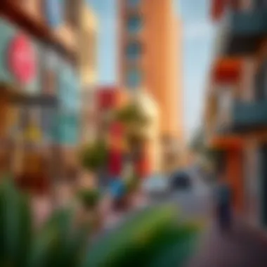 A vibrant street view showcasing the artistic essence of Al Quoz