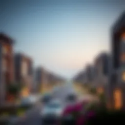 A panoramic view of Al Warasan community showcasing modern architecture