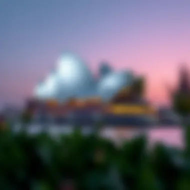 The stunning design of the Dubai Opera House illuminated at night