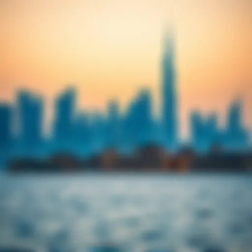 Skyline of Dubai featuring modern skyscrapers and traditional architecture
