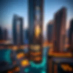 Stunning view of Avant Tower's architectural design against the Dubai Marina skyline