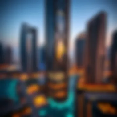 Stunning view of Avant Tower's architectural design against the Dubai Marina skyline