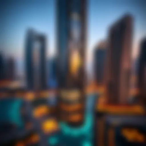 Stunning view of Avant Tower's architectural design against the Dubai Marina skyline