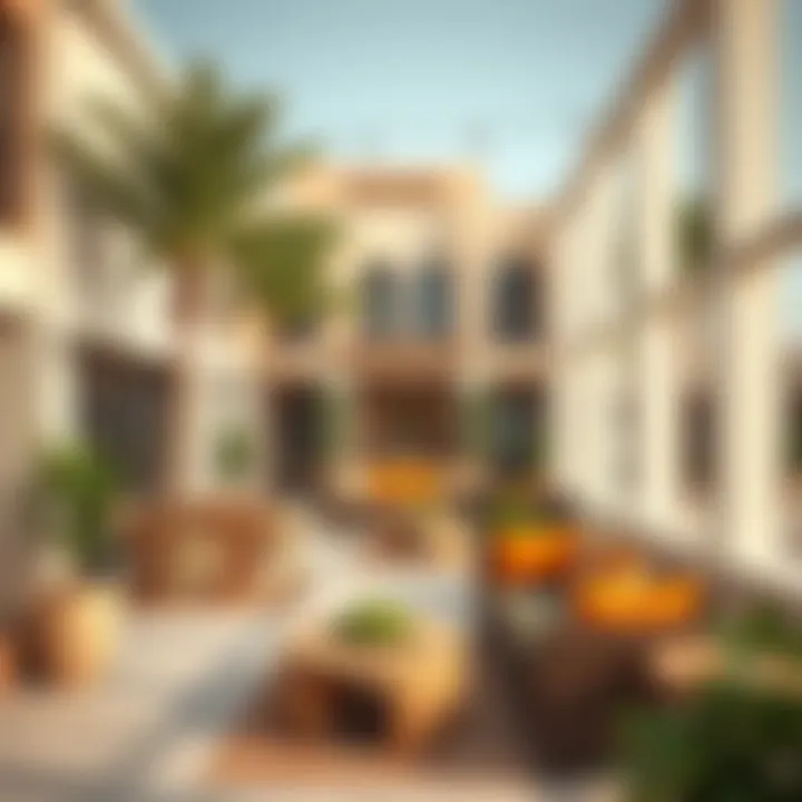 Vibrant community spaces in Barasti that foster social interaction.