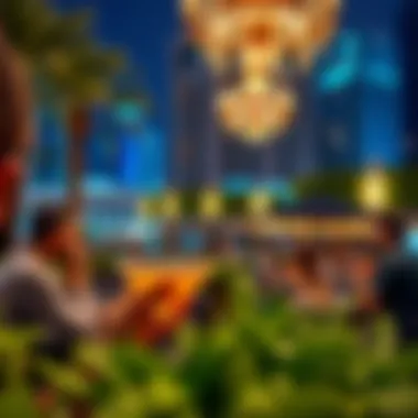 People enjoying cocktails in an elegant outdoor setting under the stars