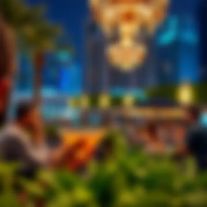 People enjoying cocktails in an elegant outdoor setting under the stars