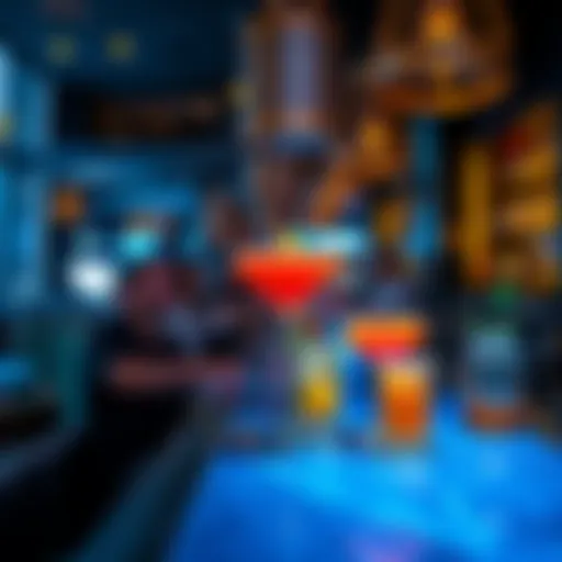 Vibrant bartenders showcasing unique cocktails in an upscale bar