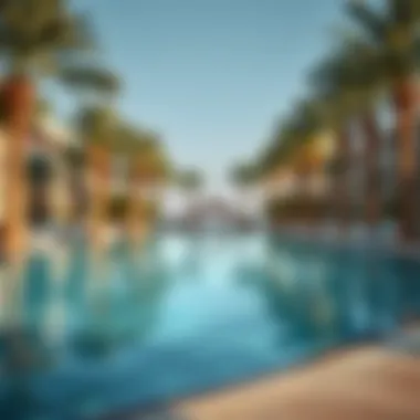 Tranquil Resort Pool Oasis Serene resort pool surrounded by palm trees