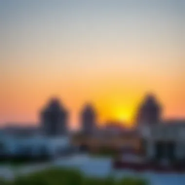 Sunset View of برج الامارات التعاون Stunning view of برج الامارات التعاون against a sunset backdrop